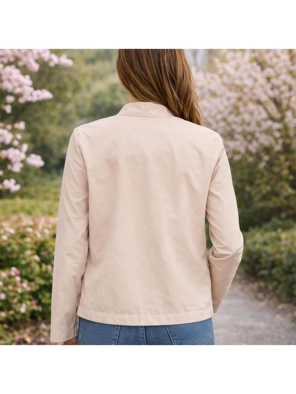 Beige Spring Jacket Zip Front Lightweight M - Picture 2 of 7